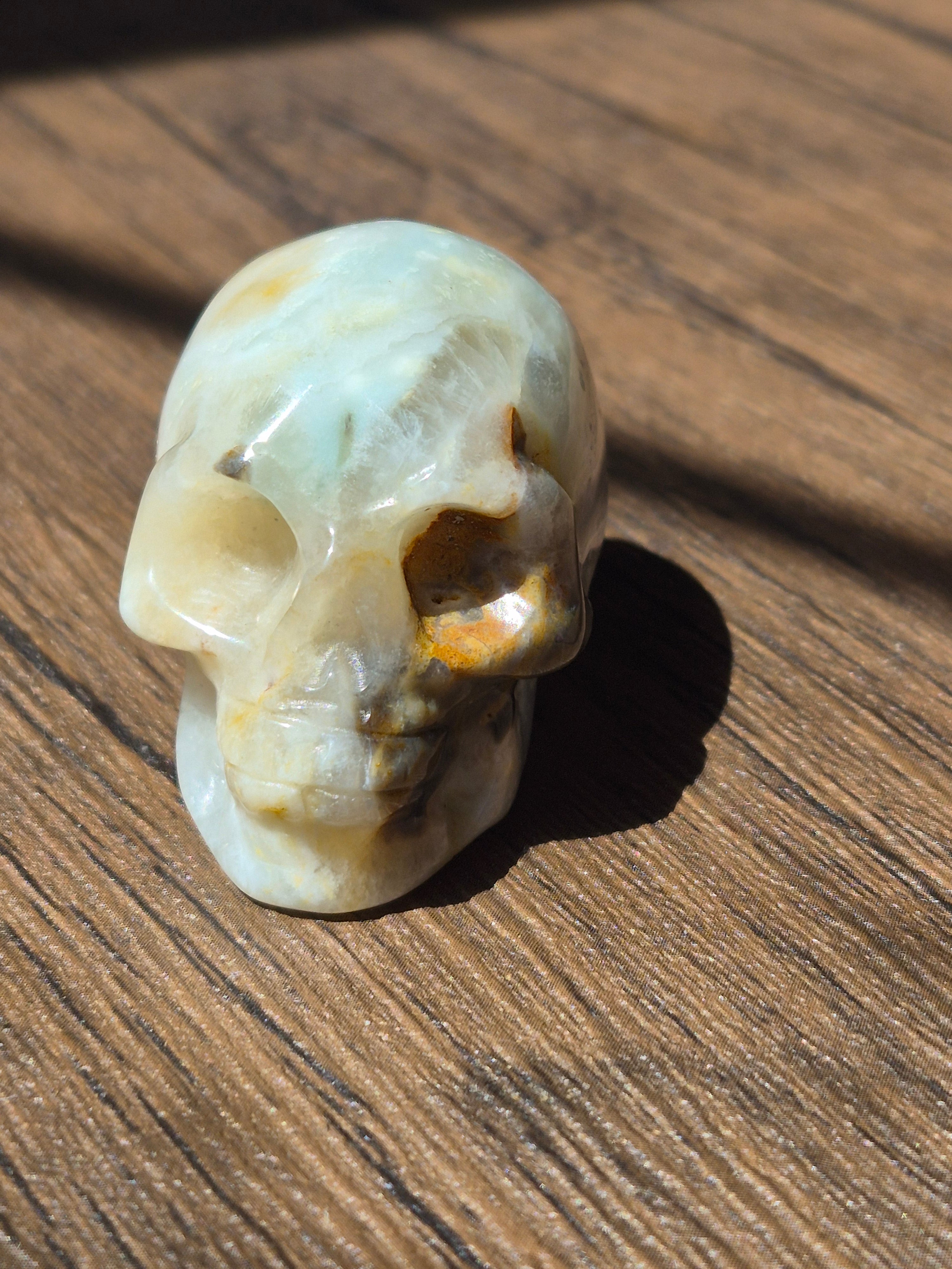 💀 Agate Skull with Natural Druzy Quartz Pocket