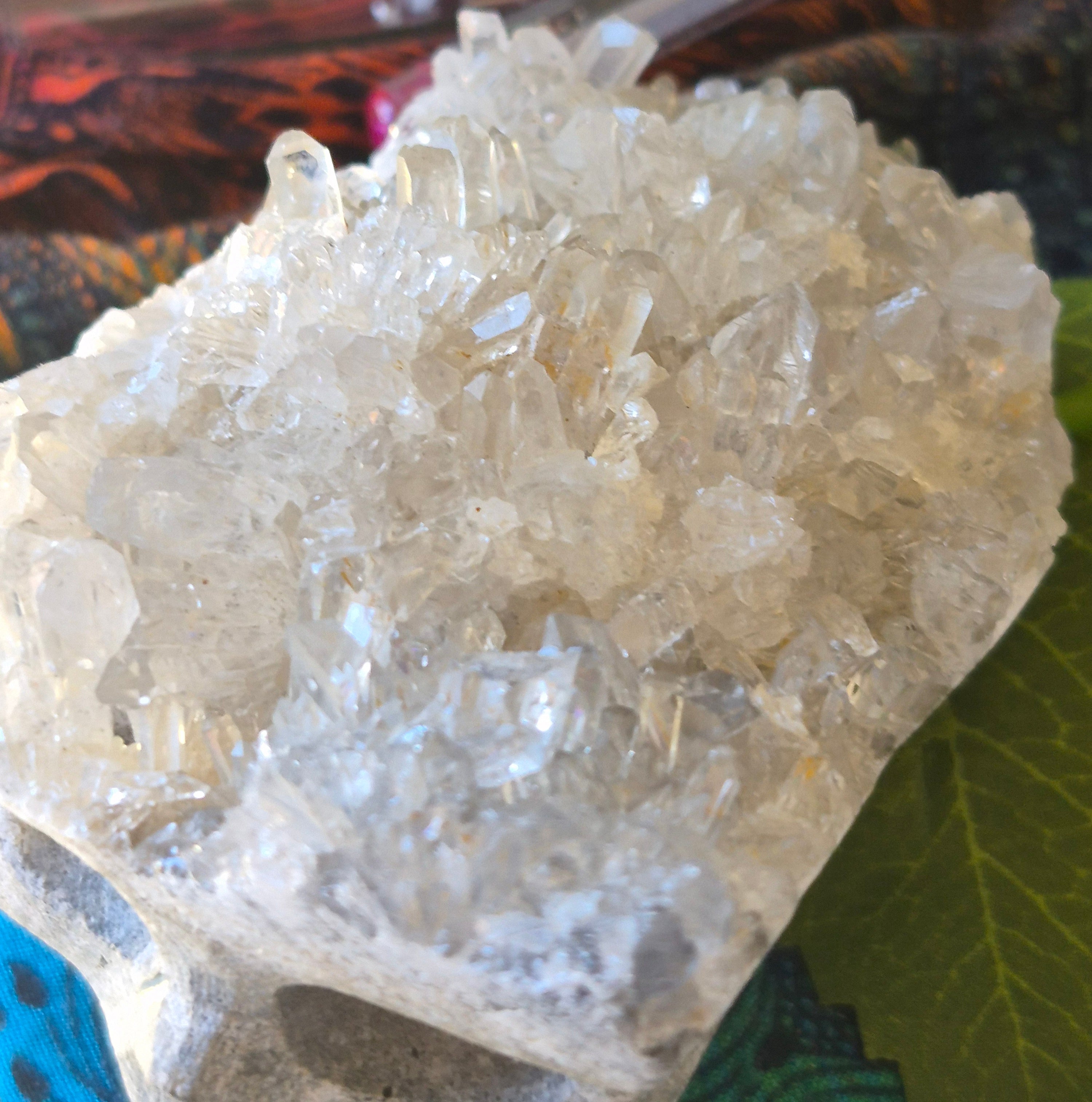 💀✨ Quartz Cluster Hand-Carved Skull