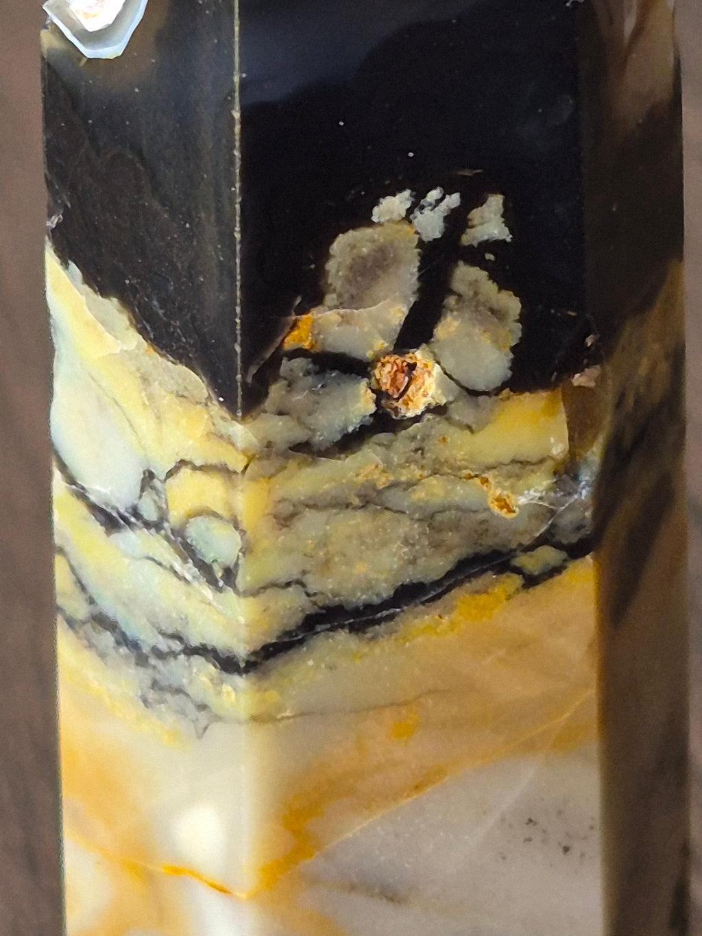 🌋✨ Volcano Agate Druzy Tunnel Tower