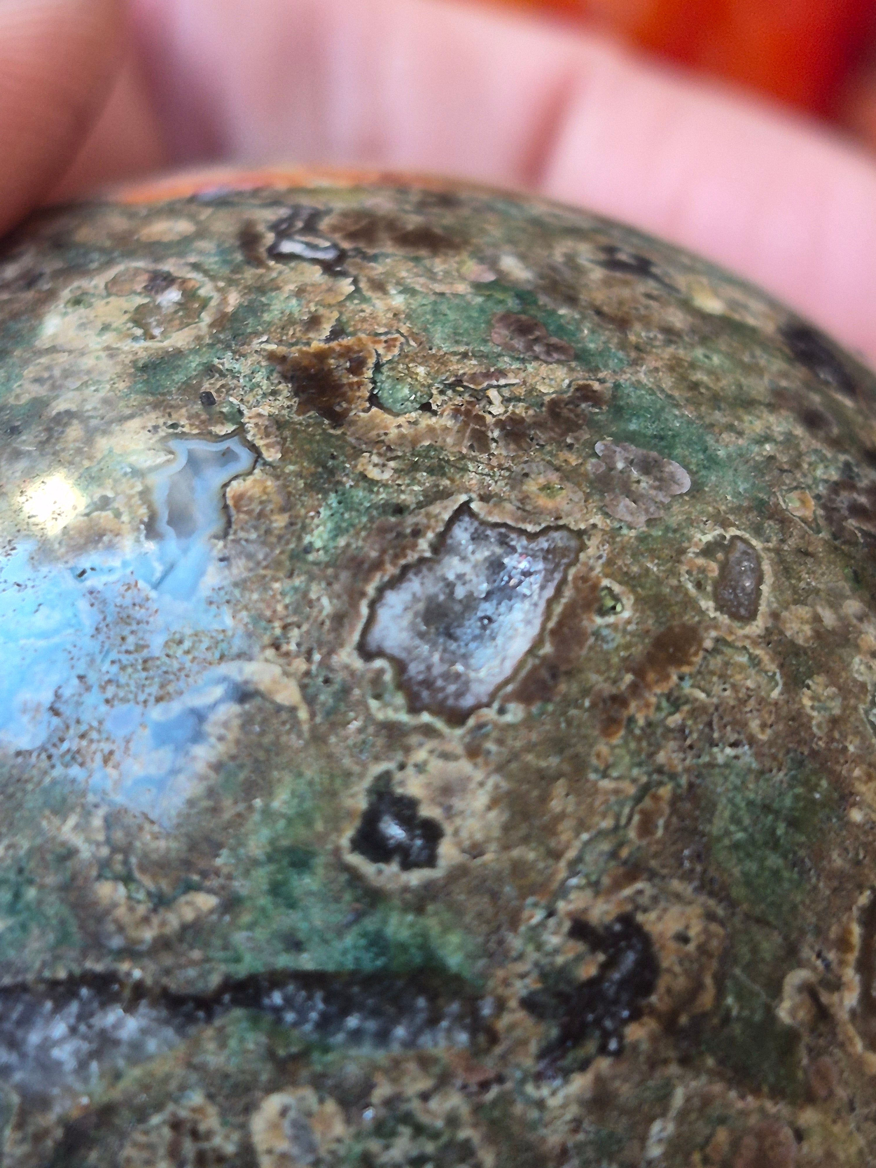 💚 Rainforest Jasper (Rhyolite) Sphere ⭐