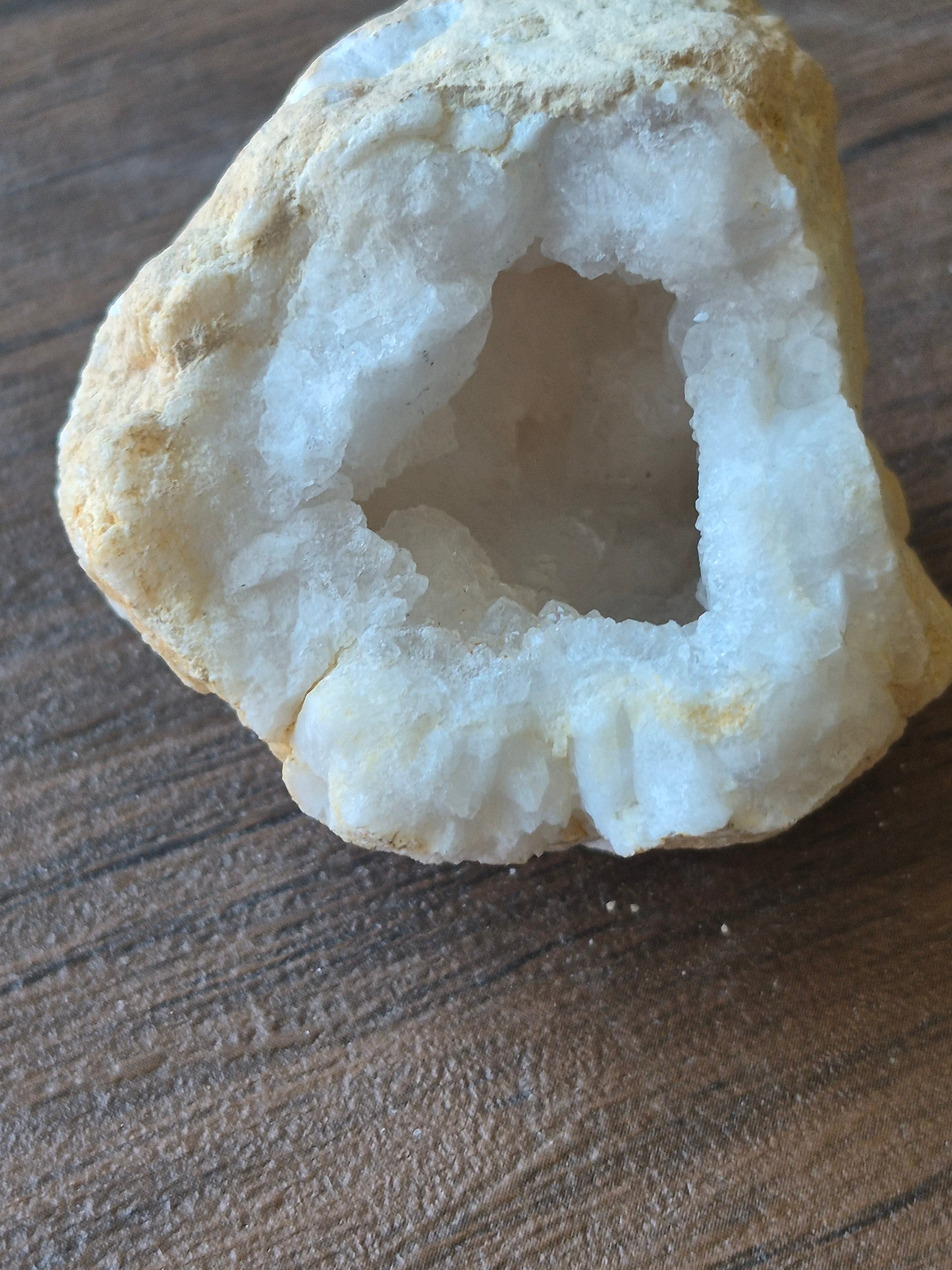 🤍 White Quartz Geode-Half ✨ Specimen No. 012