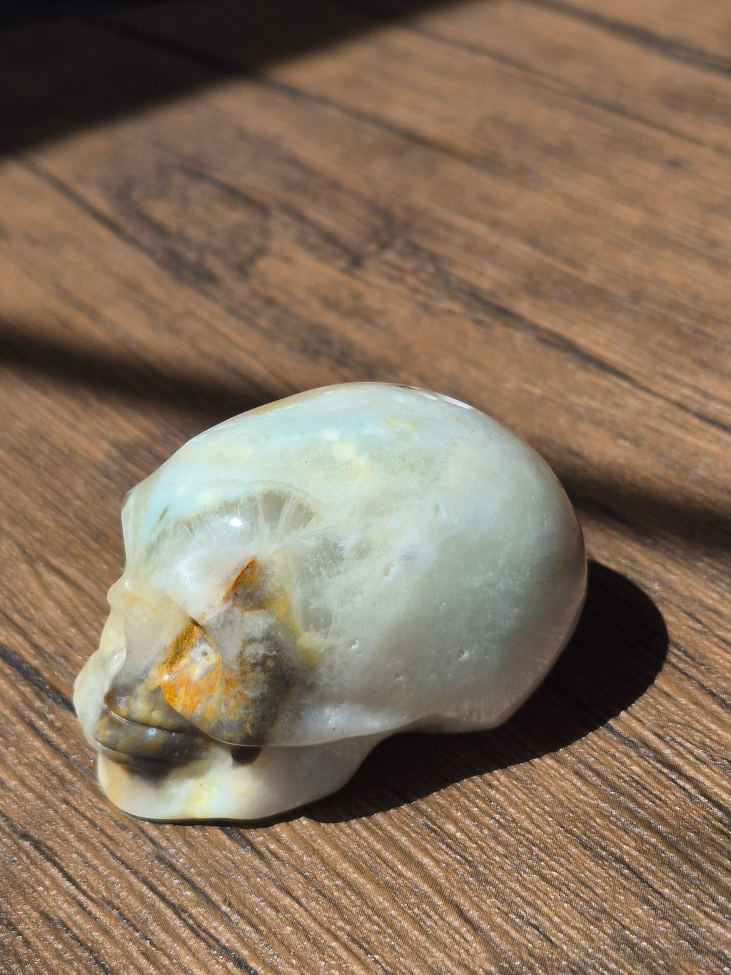 💀 Agate Skull with Natural Druzy Quartz Pocket