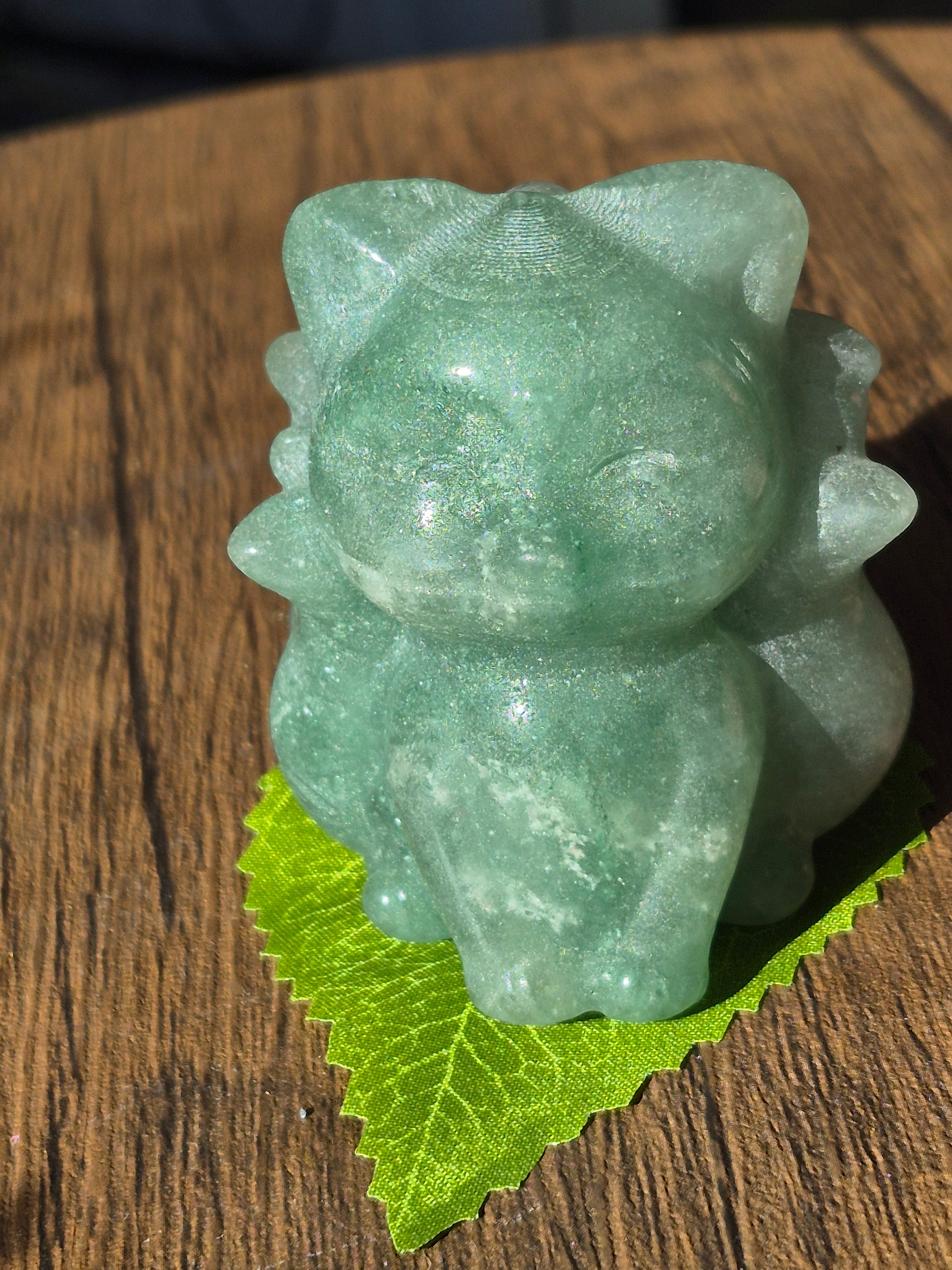 ✨ Green Aventurine Kitsune (Nine-Tailed Fox) Carving ✨