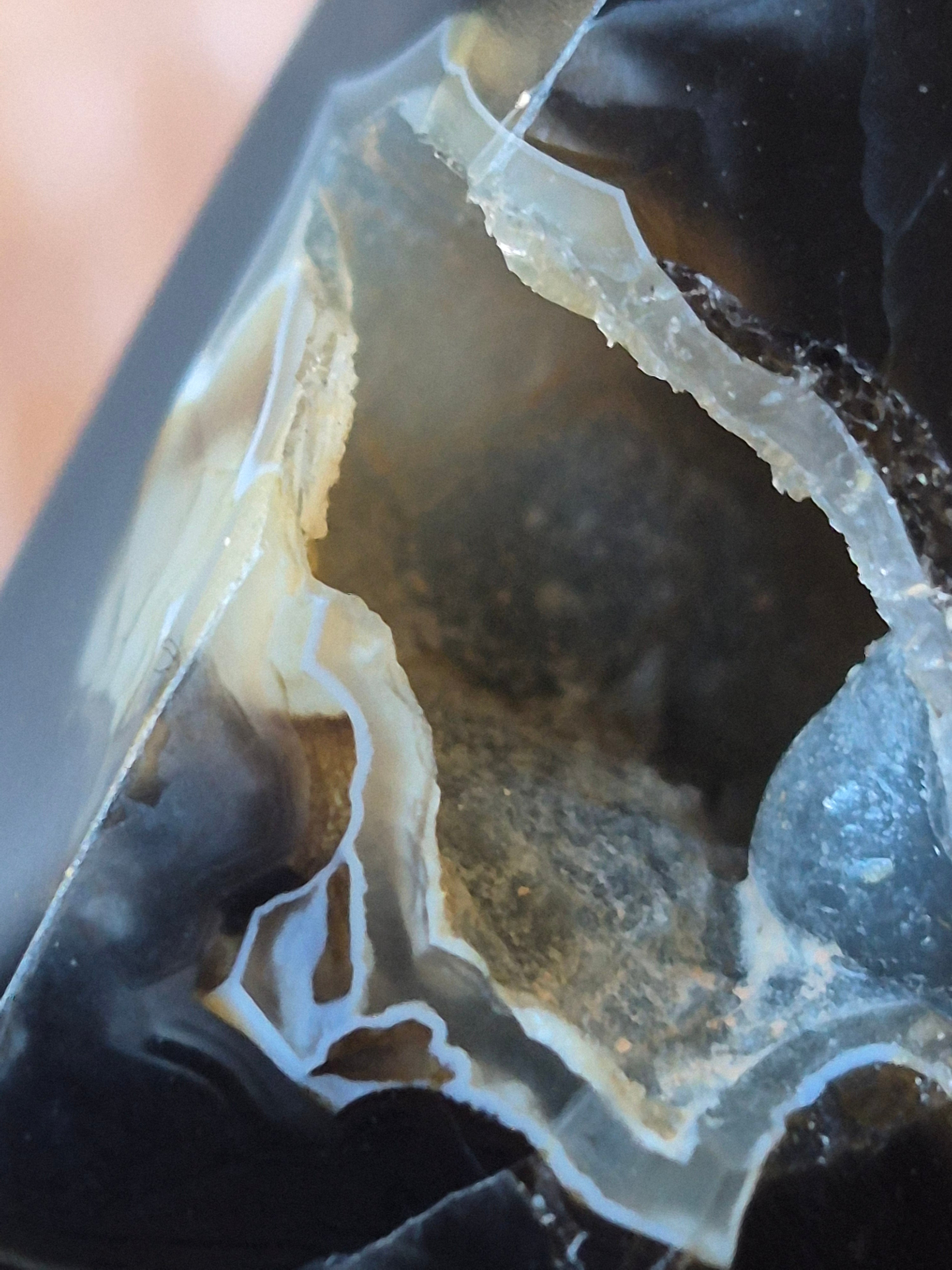 🌋✨ Volcano Agate Druzy Tunnel Tower