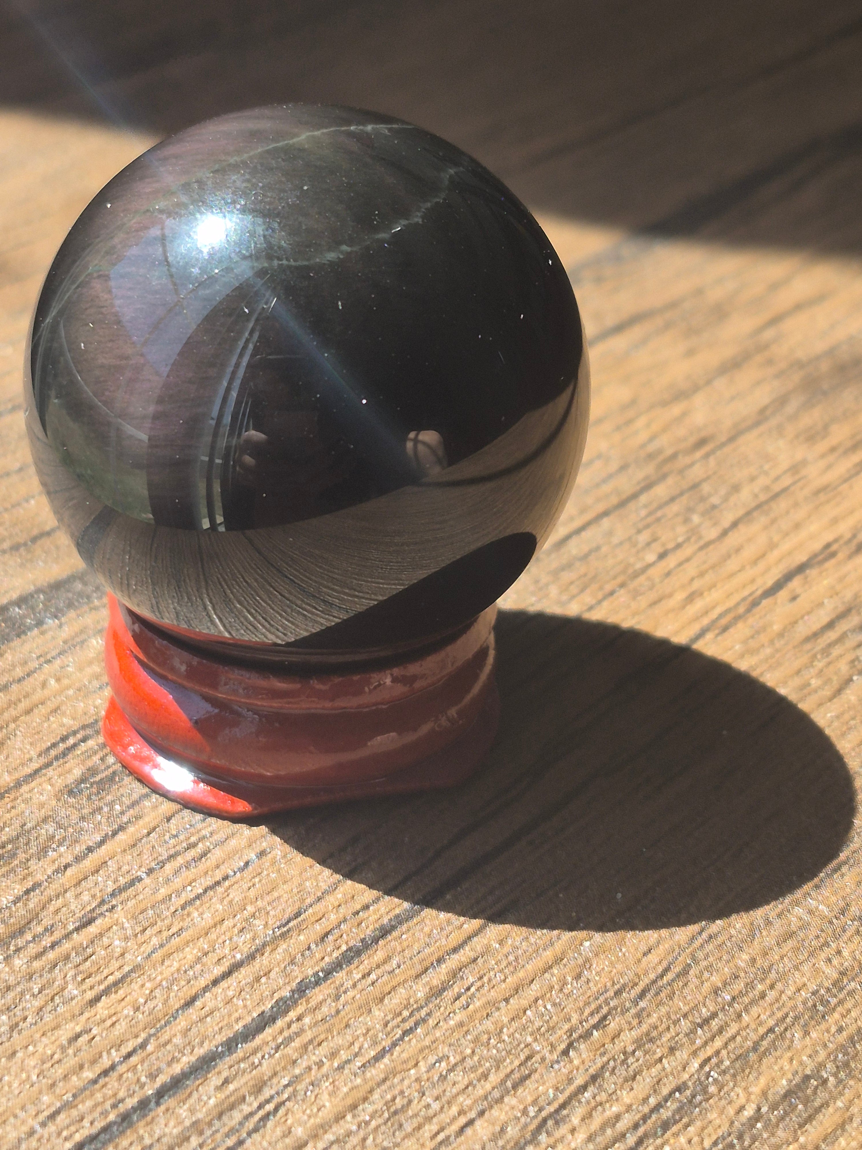 🌈 Hidden Aurora Rainbow Obsidian Sphere • 37 mm