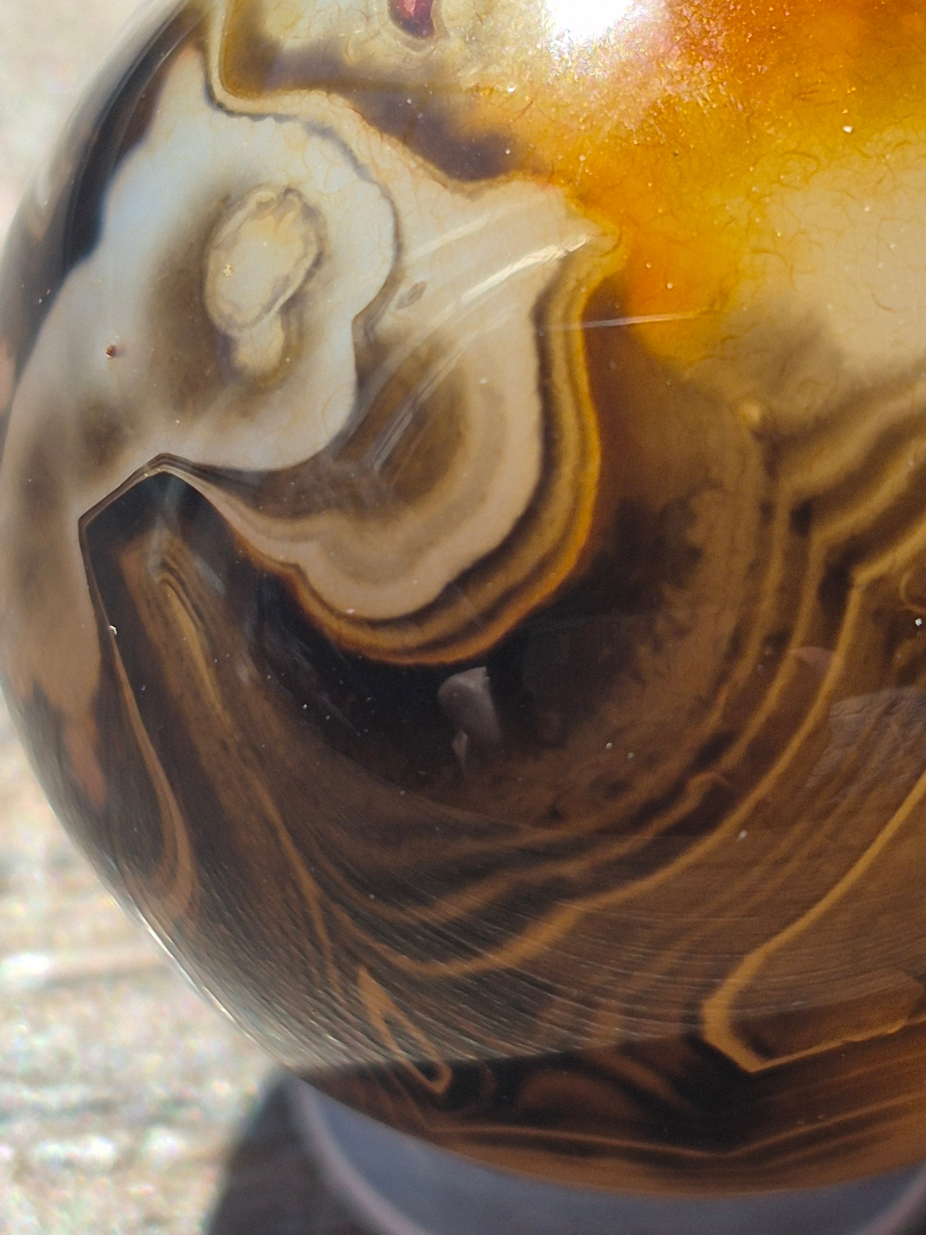 Madagascar Agate Alignment Sphere 🧡🖤🤎
