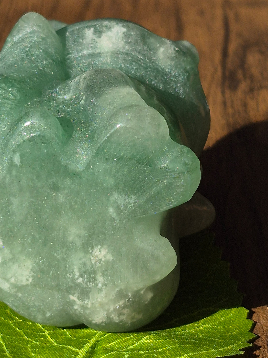 ✨ Green Aventurine Kitsune (Nine-Tailed Fox) Carving ✨