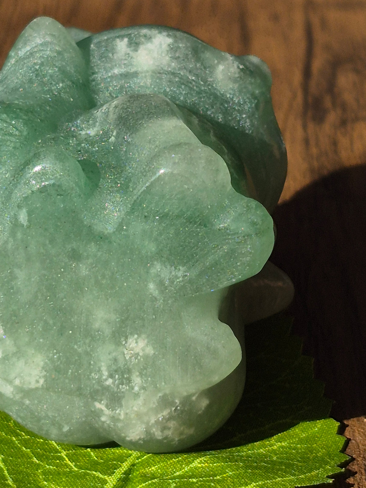 ✨ Green Aventurine Kitsune (Nine-Tailed Fox) Carving ✨