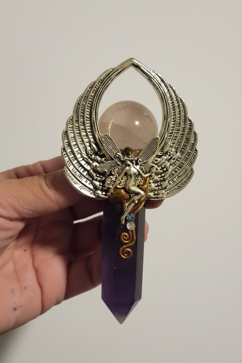🧚‍♀️💜 Amethyst & Rose Quartz Fairy Energy Scepter 🪄✨